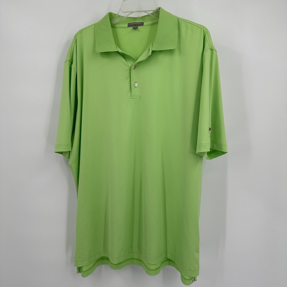 Peter‎ Millar Summer Comfort Mens Polo Shirt Size XL Lime Green Performance Golf